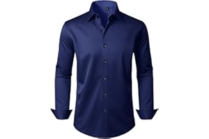 Alimens & Gentle Men's Dress Shirts Long Sleeve Wrinkle Free Stretch Business Casual Wedding Button Down Shirt