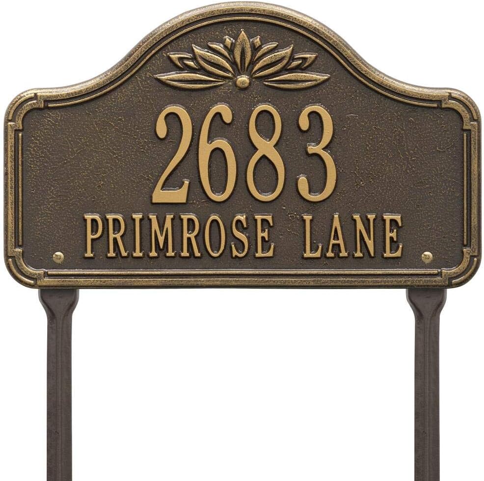 Plaques & Wall Art - Whitehall Products 2961OG Ivenwood Address Plaque - Standard Lawn - Two Line - Bronze/Gold 14 x 9.25