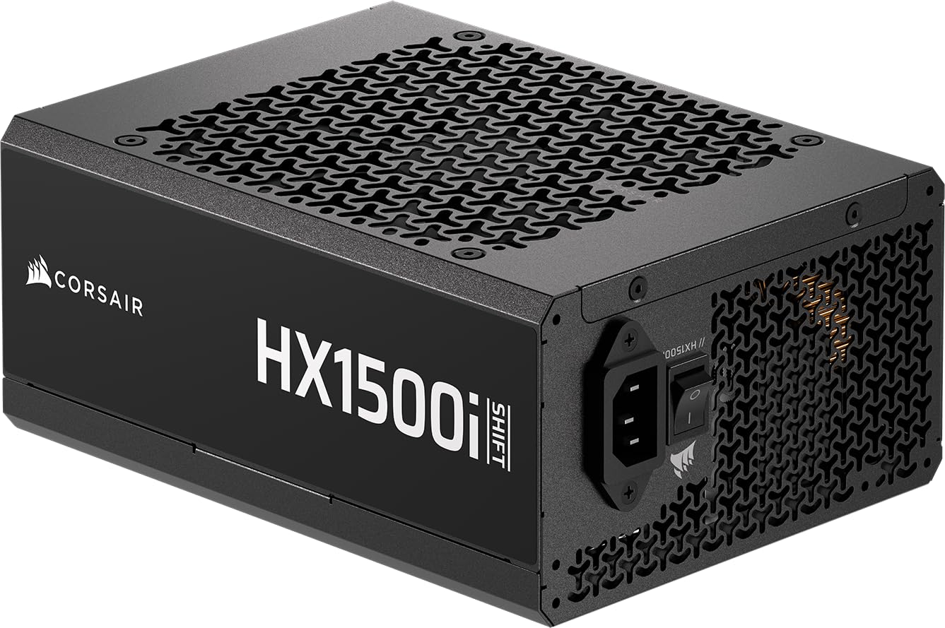 Corsair Hx1500I Shift Fully Modular Atx Power Supply – Built-In Icue Link System Hub, Dual Native 12V-2X6 Cable, Atx 3.1 &Amp; Pcie 5.1, Side-Mounted Connectors, Cybenetics Platinum – Black