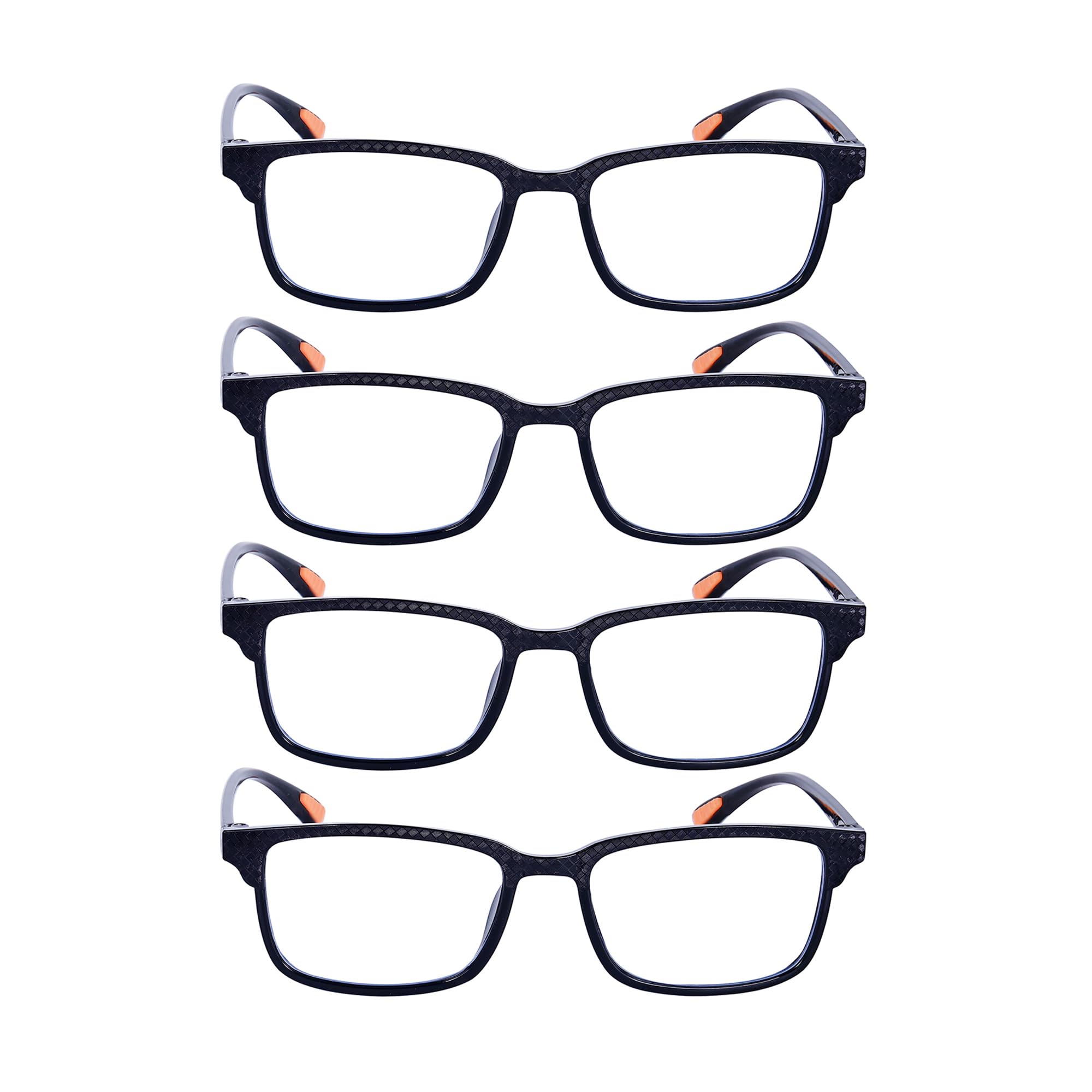 JoXiGo 4Pack Reading Glasses Mens Womens+ Glasses Strap,Black+1.0