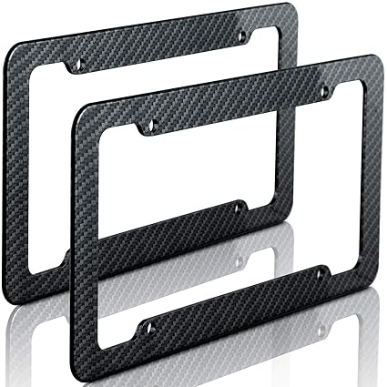 Oxgord Carbon Fiber License Plate Frame For Front Or Back Vehicle Tag Cover Fits Cars Trucks Suvs Vans 2pc