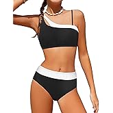 Tomolant Girls Swimsuit Bikini Set Color Block Cut Out Two Piece Bathing Suit with Chest Pad Adjustable Straps Swimwear 7-16T