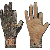 Riverruns Camo Hunting Gloves for Men Women, Lightweight Anti-Slip Camouflage Gloves for Fishing Hiking Outdoor Activities