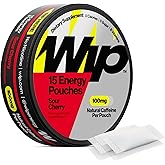 Wip Energy Pouches | 100mg Natural Caffeine | Vitamins and Minerals | Sour Cherry | 15 Pouches Per Can | 1 Can