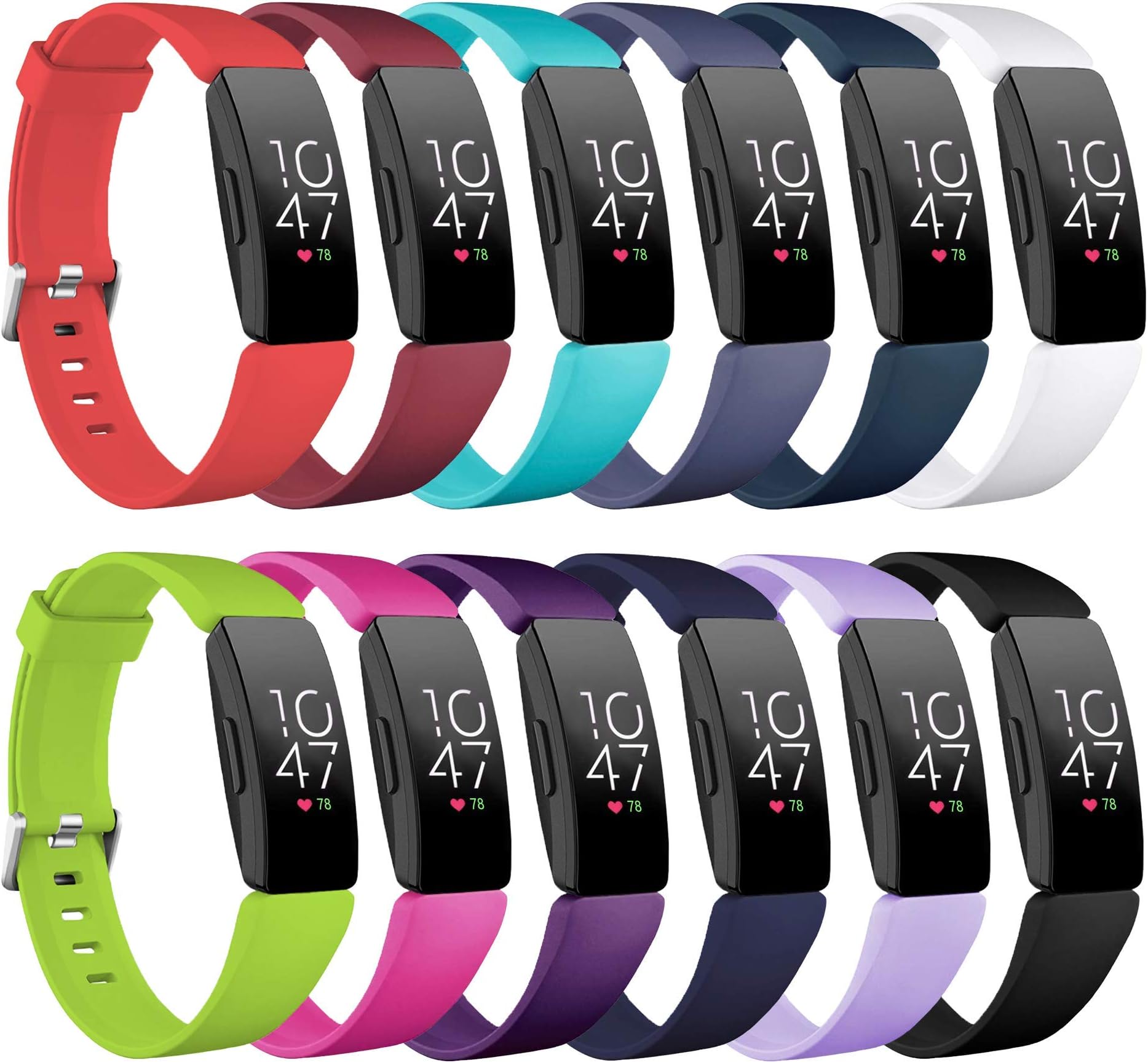 Compatible with Fitbit Inspire HR & Inspire Watchbands,Five Star Online Soft Silicone Replacement Bands Compatible with Fitbit Inspire & Inspire HR Watch for Women Girls(12Pack,Small: 5.5'' -6.7'')