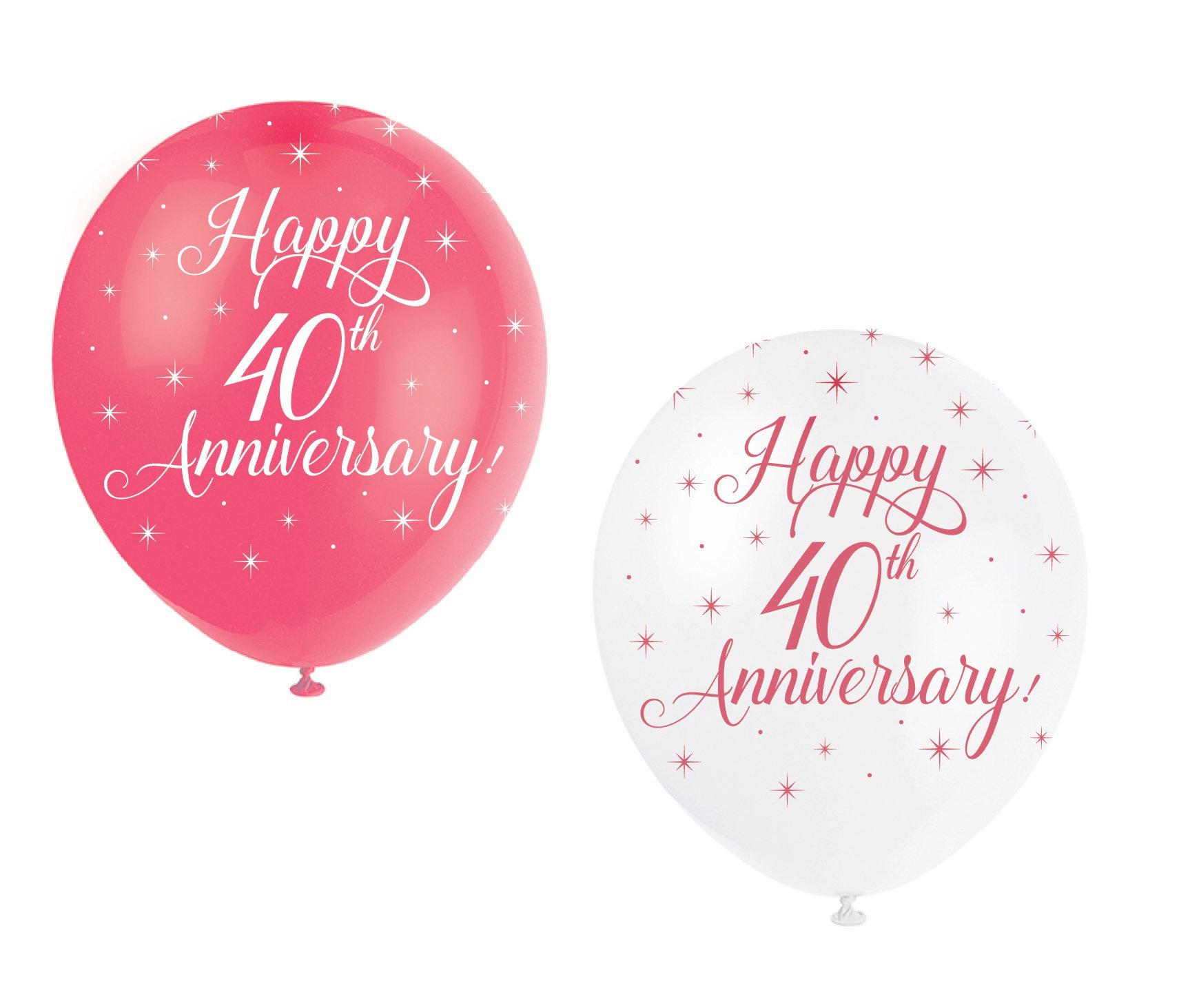 Happy 40th Anniversary Red Latex Balloons (30cm) Pack of 5 - Elegant Celebration Decorations