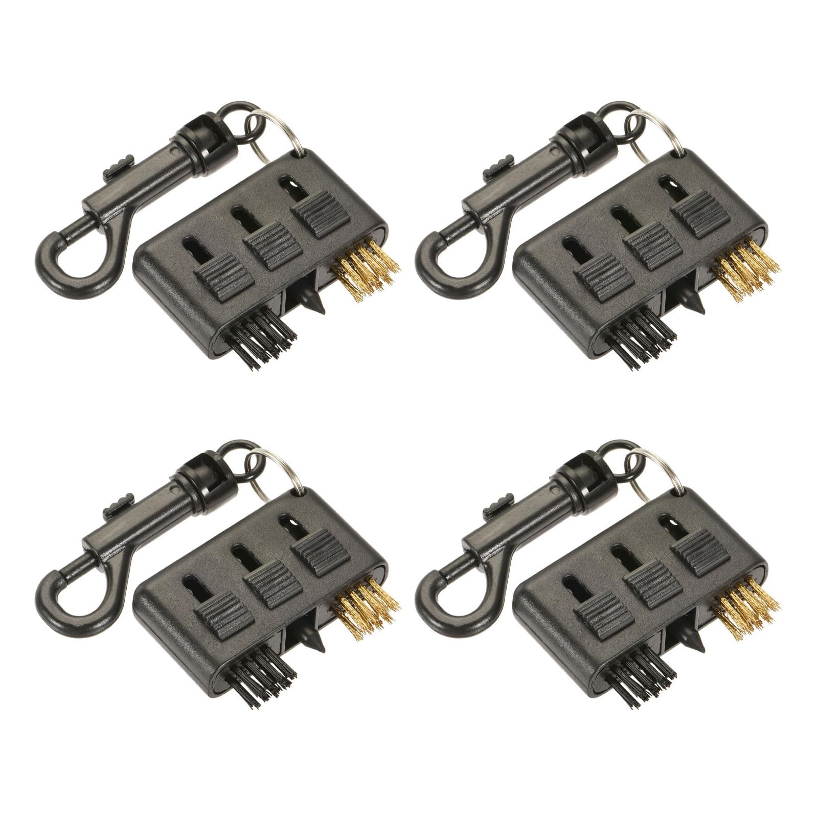 M METERXITY 4 Pack Golf Club Brush - Golf Club Groove Cleaner 3 in 1 Bristle Head Cleaning Tools with Clip, Retractable, Apply to Outdoor (Black)