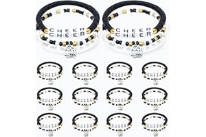 yesaior 48 Pcs Cheerleader gifts for Girls Cheer Clay Letter Beads Beaded Bracelets Stackable Friendship Bracelets Heishi Surfer Bracelets Cheer Team Gifts for Cheerleaders