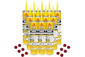 SchayCo 12 Pack Caulk Saver Caps with Case of 12 Sikaflex Self-Leveling Sealant (Gray 10.1 oz)