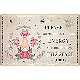 Generic Lotus Flowers Decor Tin Sign Notice The Energy You Bring Into This Space Metal Tin Sign Vintage Home Art Sign for Gym Yoga Room Bedroom Office Club Decor Yoga Lovers Gift Sign 8x12 Inch