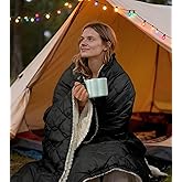 tomilk 12V Battery Powered Heated Camping Blanket with Detachable Hood, Heated Cordless Blanket with 15000 mAh Battery, Wearable Car Blanket (Black)