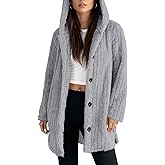 Kissonic Women's Fleece Jacket Hooded Fuzzy Sherpa Cardigan Warm Cozy Casual Outerwear for Women