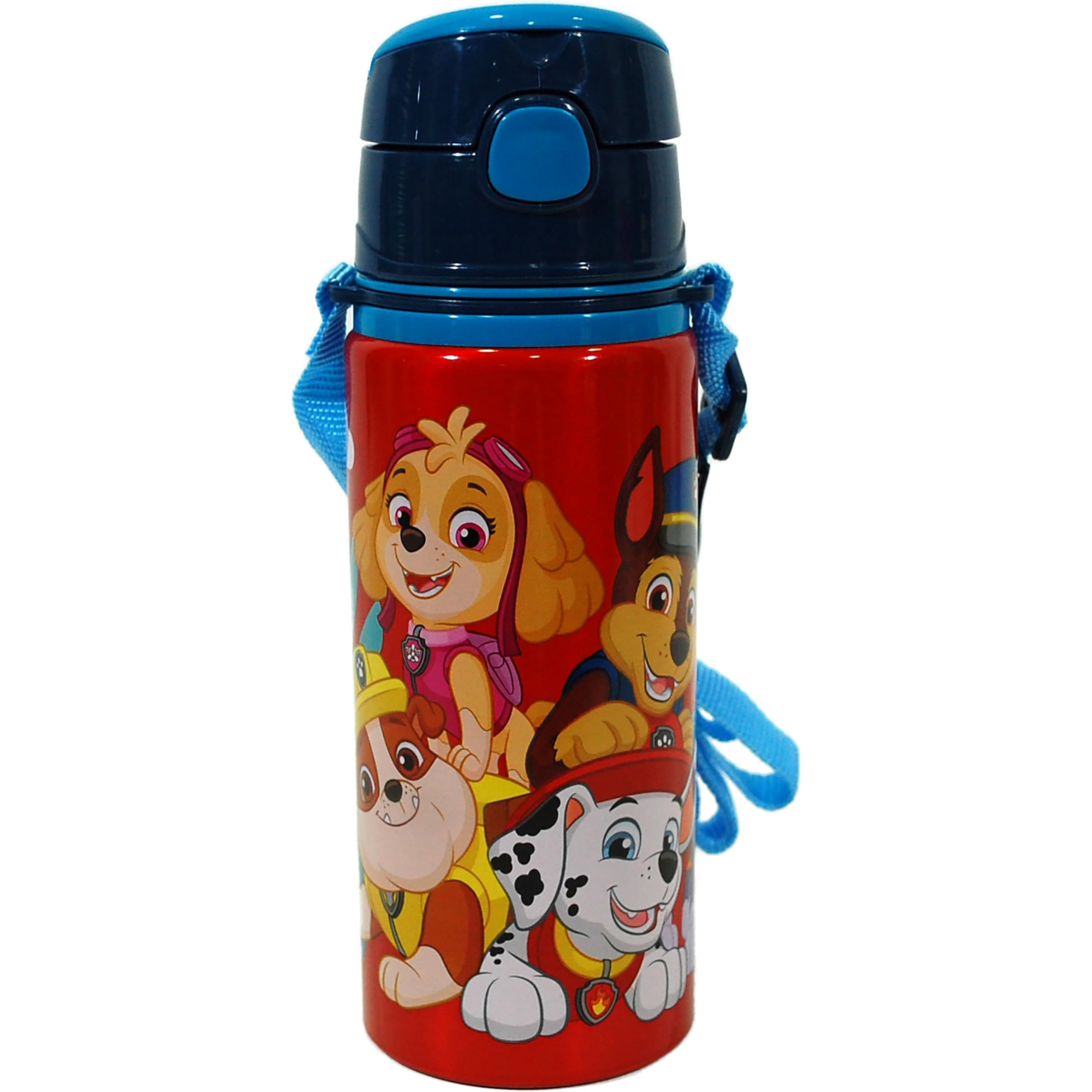 SRV Hub Paw Patrol Aluminium Water Bottle with Hanging Strap, 600ml Leak Proof Sports Water BPA Free Lightweight Leakproof KBT Disney Bottle Ideal for School Nursery Sports Picnic Kids | 21cm