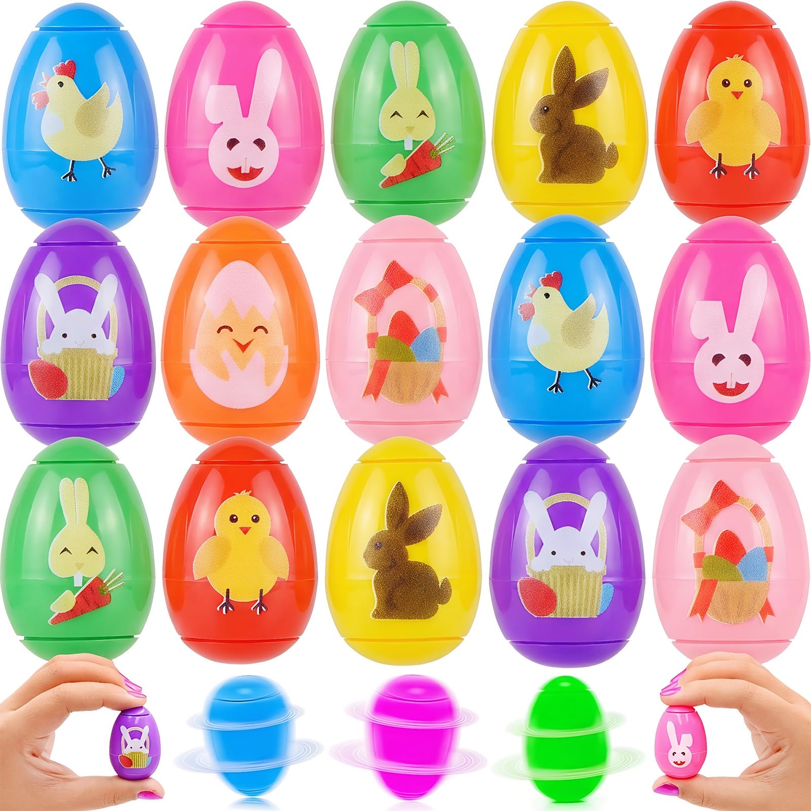 Menzcci 16 Pack Easter Egg Fidget Spinner Toys Novelty Spinning Tops Toys for Kids Boys Girls Easter Basket Stuffers Egg Fillers Essentials Party Favors Gifts
