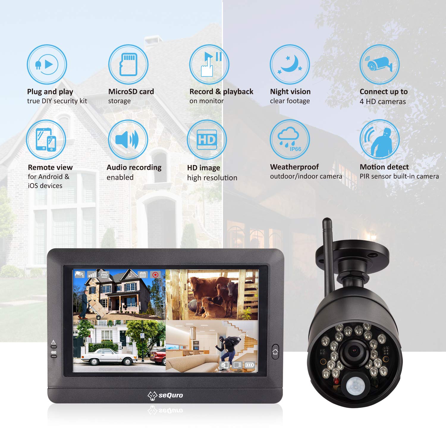 Security Cameras Wireless Outdoor With Monitor Sequro GuardPro2