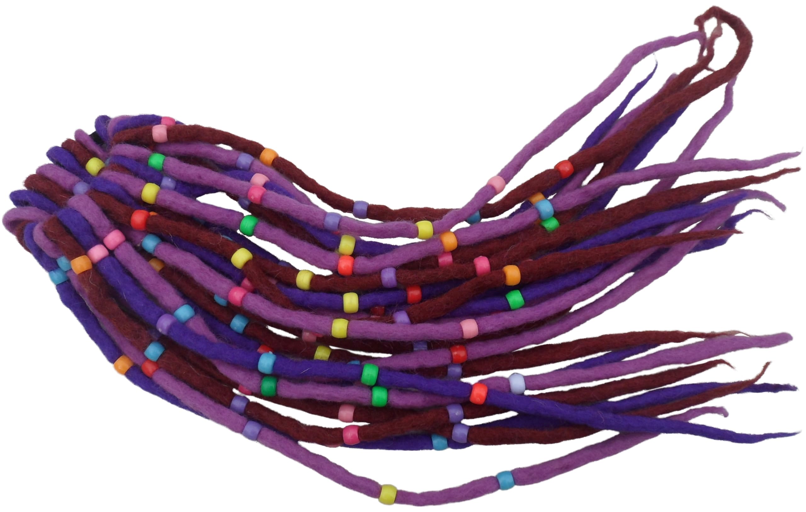 Hair Scrunchy, Scrunchie, Long Felt, Elasticated, Beaded, Extensions, Dreadlocks (Purple/Burgundy)