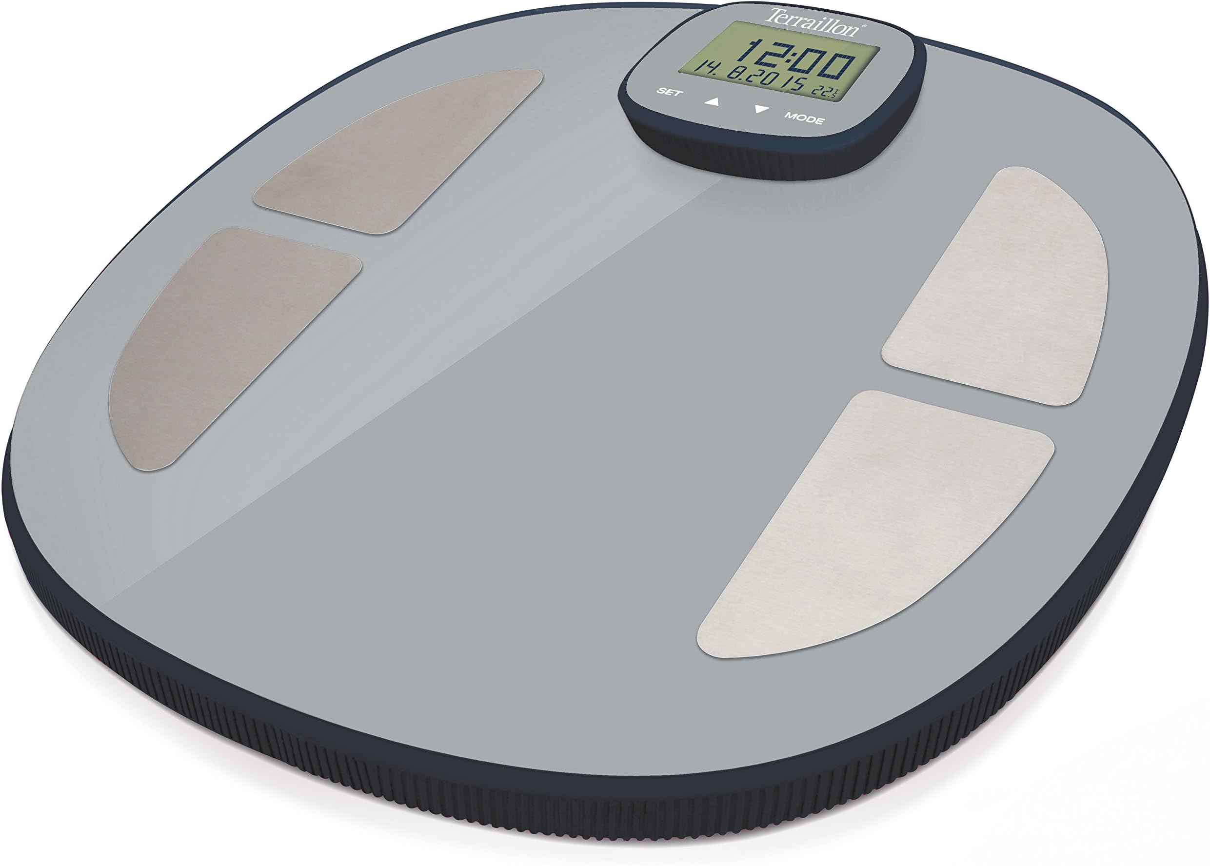 Terraillon Body Fat Analyser, 8 User Memories, Removable LCD Screen, Athlete Mode, 160 kg, Pop Easy View, Grey