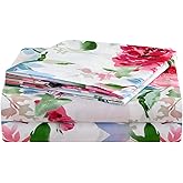 JSD Watercolor Rose Floral Sheet Set King Size, 4 Piece Soft Printed Microfiber Sheets Extra Deep Pocket