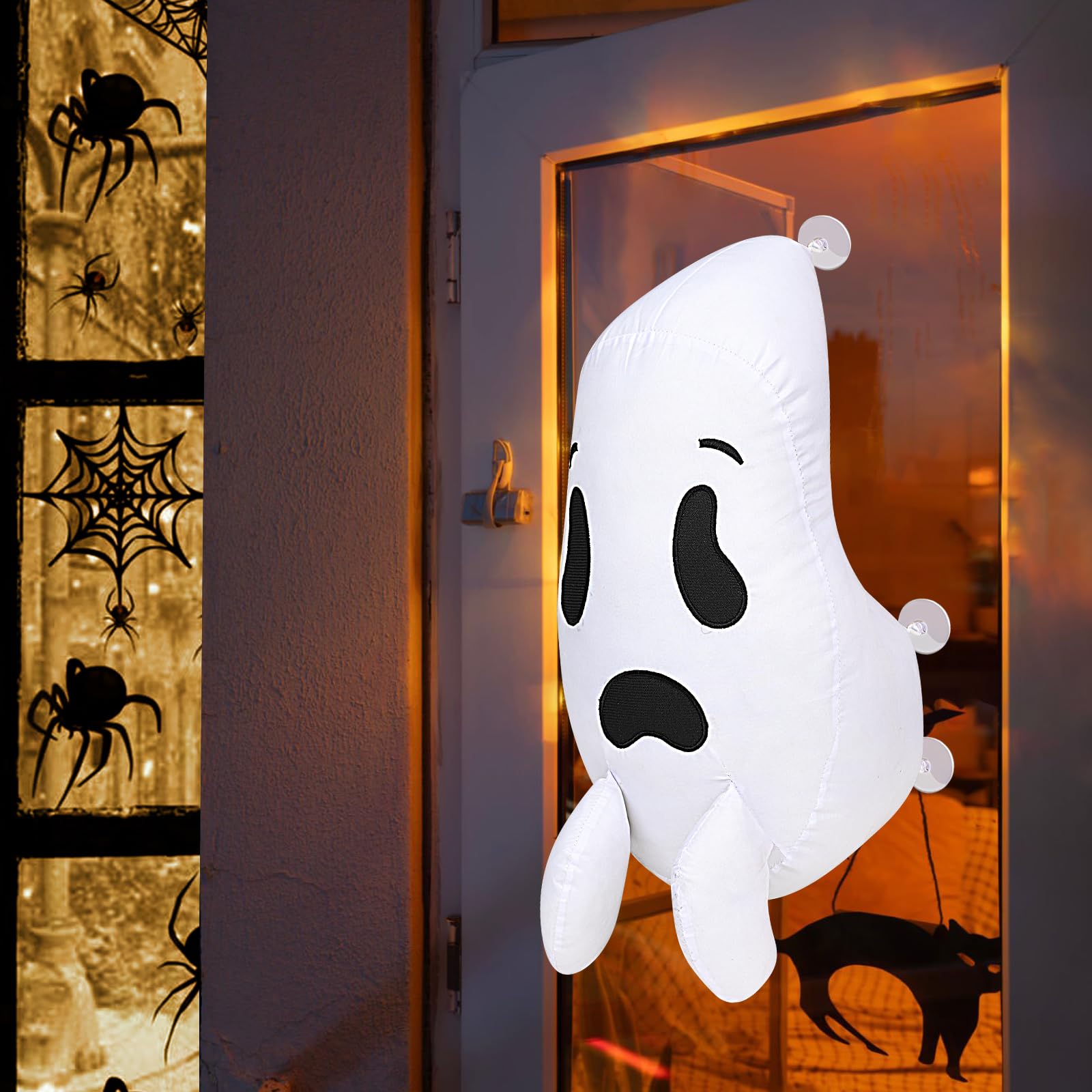 Photo 1 of 1 Pack Window Crasher Ghosts, Halloween Ghost Crashing Window Decoration, Cute Flying Ghost Broke Out from Window for Halloween Outdoor Decoration