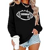 Ithalt Game Day Sweatshirt Women Cute Football Graphic Pullover Shirt Football Season Long Sleeve Tops