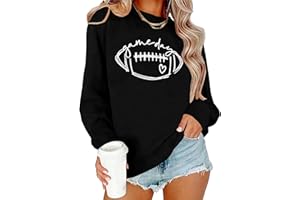 Ithalt Game Day Sweatshirt Women Cute Football Graphic Pullover Shirt Football Season Long Sleeve Tops