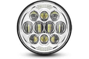 DOT Approved 80W 5-3/4" 5.75" Round LED Projection Headlight Compatible with Dyna Street Bob Super Wide Glide Low Rider Night
