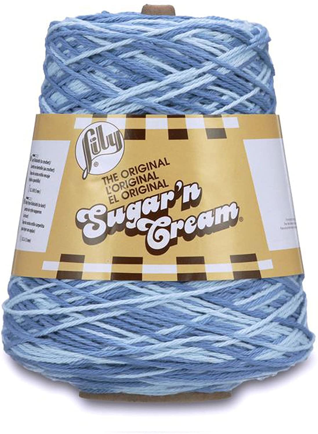 Lily Sugar N Cream Cones Faded Denim Yarn - 1 Pack of 14oz/400g - Cotton - #4 Medium - 706 Yards - Knitting/Crochet