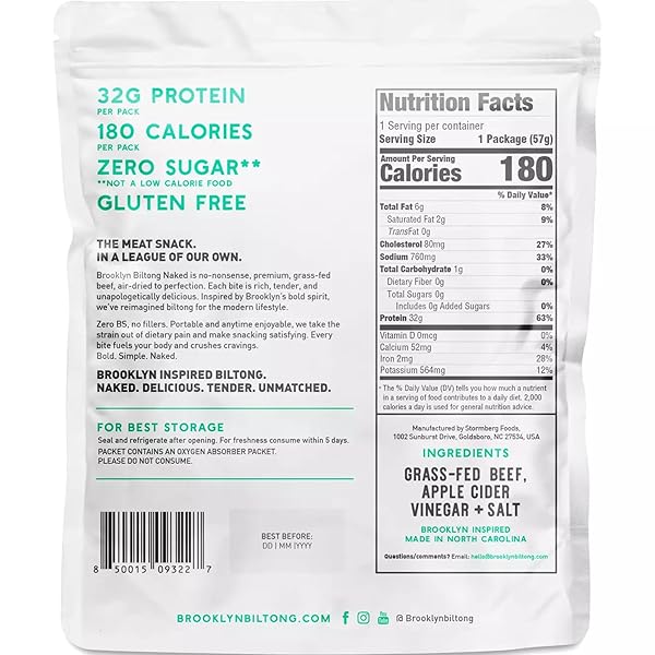 BROOKLYN BILTONG CARNIVORE SNACK, AIR DRIED GRASS FED BEEF, SOUTH AFRICAN BILTONG (2 OZ, PACK OF 1) – BILTONG, NOT JERKY, KETO, GLUTEN FREE, ONLY SALT, WATER, AND VINEGAR, MADE IN USA – (NAKED CLASSIC)