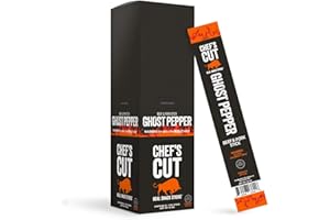 CHEF'S CUT REAL JERKY Chef's Cut Beef & Pork Snack Sticks, Spicy Ghost Pepper, High Protein Meat Snack, Individually Wrapped, 7g Protein and 100 Calories, Gluten Free - 1 Ounce (Pack of 16)