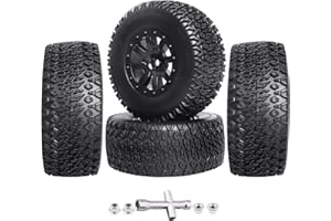 GOHOBBY RC Wheel Set 4pcs Tires and Wheels Rims Pre-Glued SCT Tires for 1:10 RC Short Course Truck Slash 4x4 2WD VKAR 10SC HPI Losi SCT Redcat Blackout SC (Style B)
