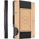 Ridge Wallet for Men - Slim Minimalist Compact Wallet with RFID Protected Lining, Leather Front Pocket Wallets for Men with Cash Strap (Natural Tan)
