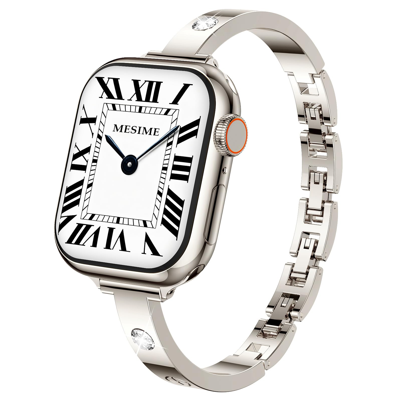 Mesime Slim Band Compatible with Apple Watch Bands 49mm 46mm 45mm 44mm 42mm 41mm 40mm 38mm for Women, Luxury Metal Bracelet Strap for iWatch Ultra 3/2/1 Series 11/10/9/8/7/6/5/4/SE/3/2/1