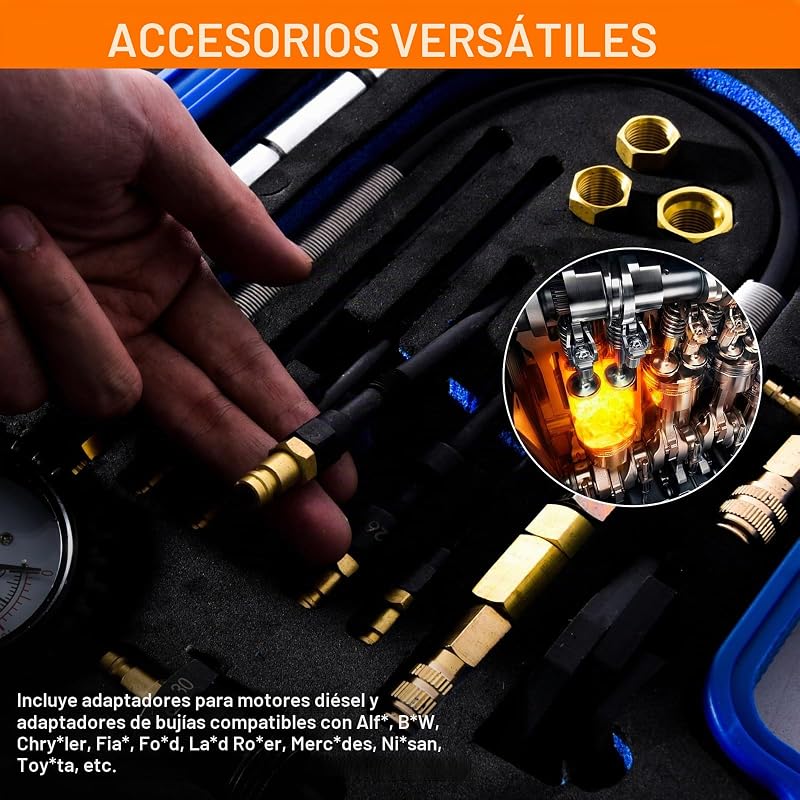 46pcs kit de teste de compressão e fugas de motores a gasolina e gasóleo, testador de compressão de motores a gasolina, testador de perda de pressão para a maioria dos carros, camiões, motociclos