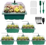 VDYXEW 5 Pack Propagator with Lights Seed Trays 60 Cells Lids Mini Greenhouse