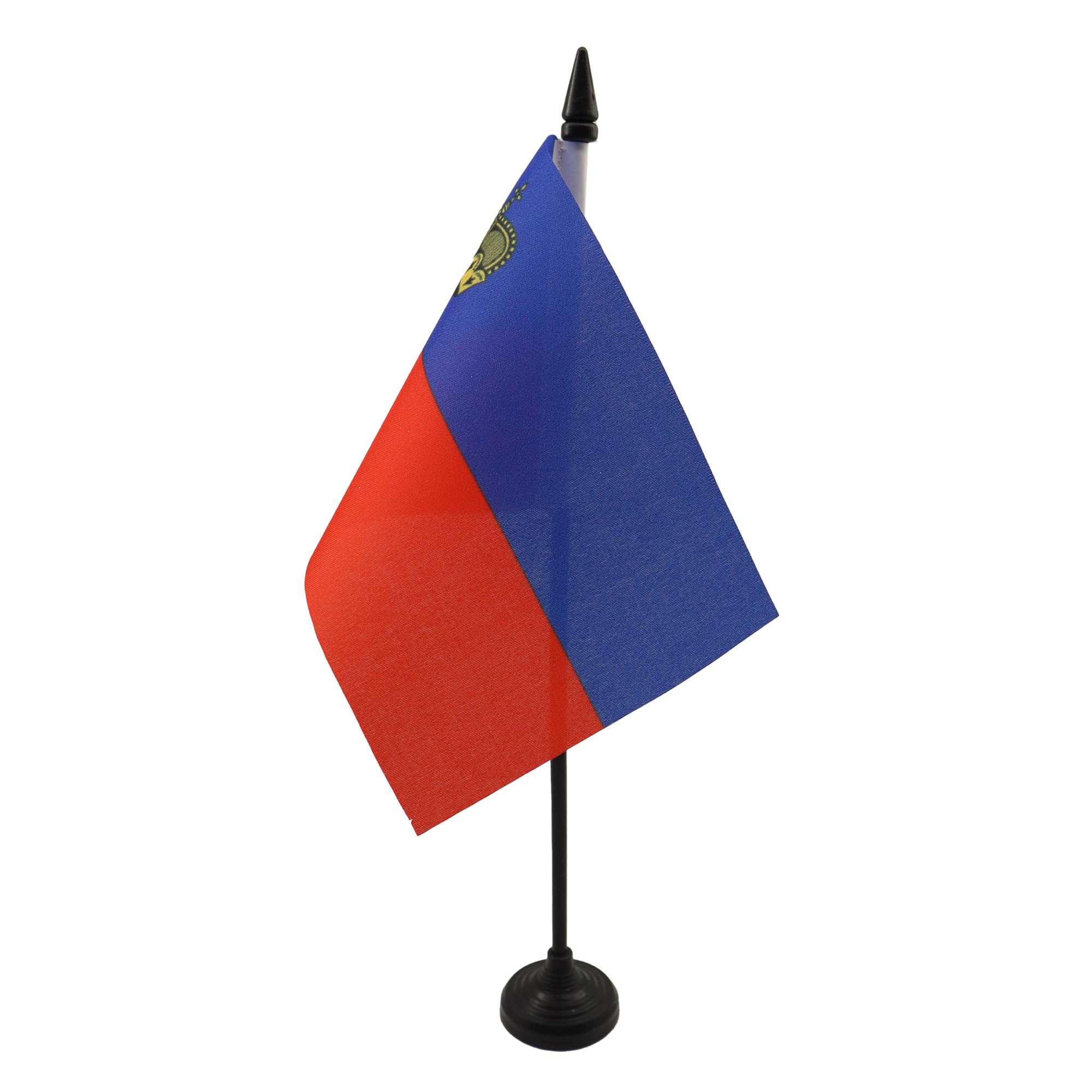 AZ FLAG - Liechtenstein Table Flag 4'' x 6'' - Landtag Office Mini Banner 100% Polyester 15 x 10 cm - Mini Desk Flag with 10'' Pole and Black Plastic Base — image 1