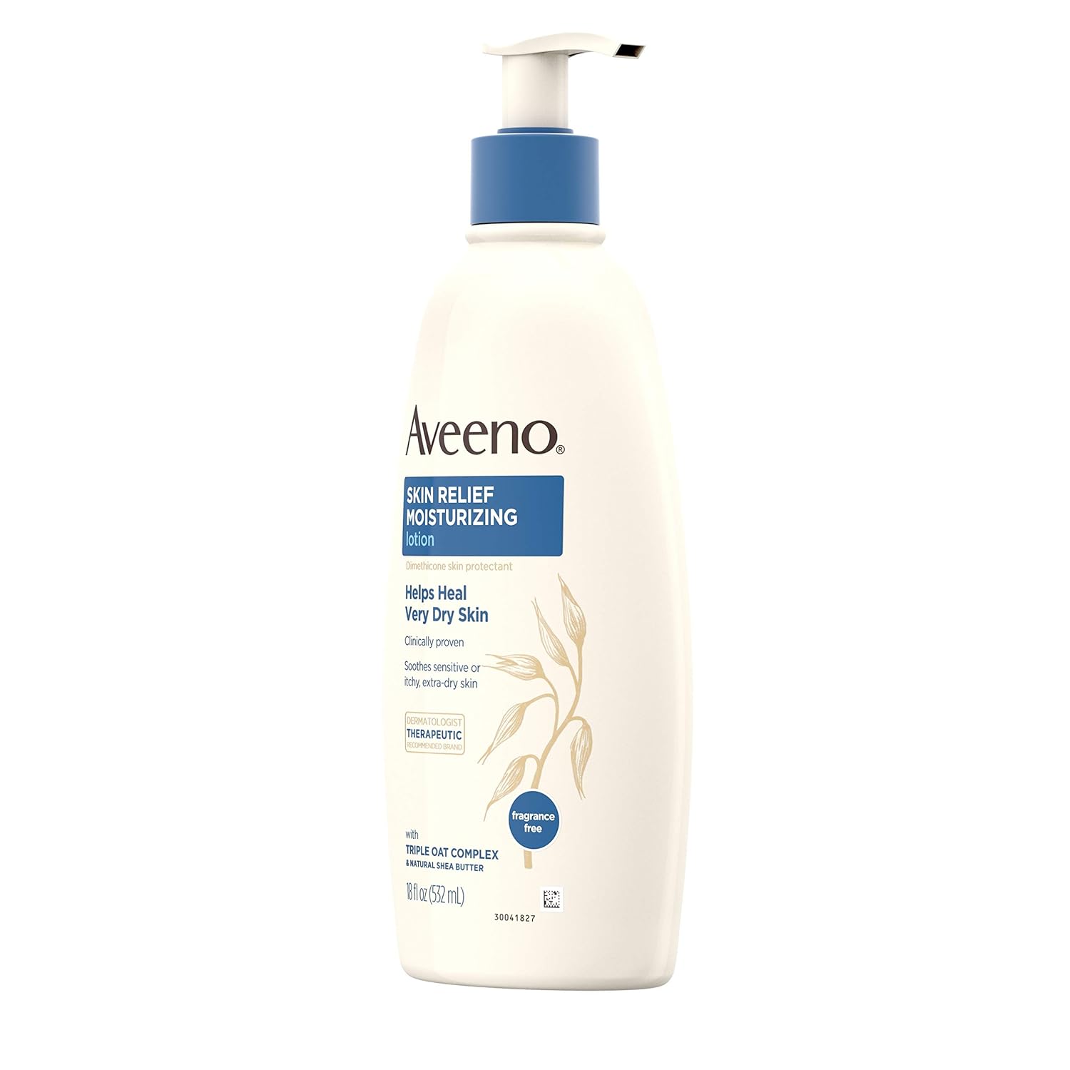 Aveeno Skin Relief Fragrance-Free Moisturizing Lotion for Sensitive Skin, with Natural Shea Butter & Triple Oat Complex, Unscented Therapeutic Body Lotion for Itchy, Extra-Dry Skin, 18 fl. oz: Beauty