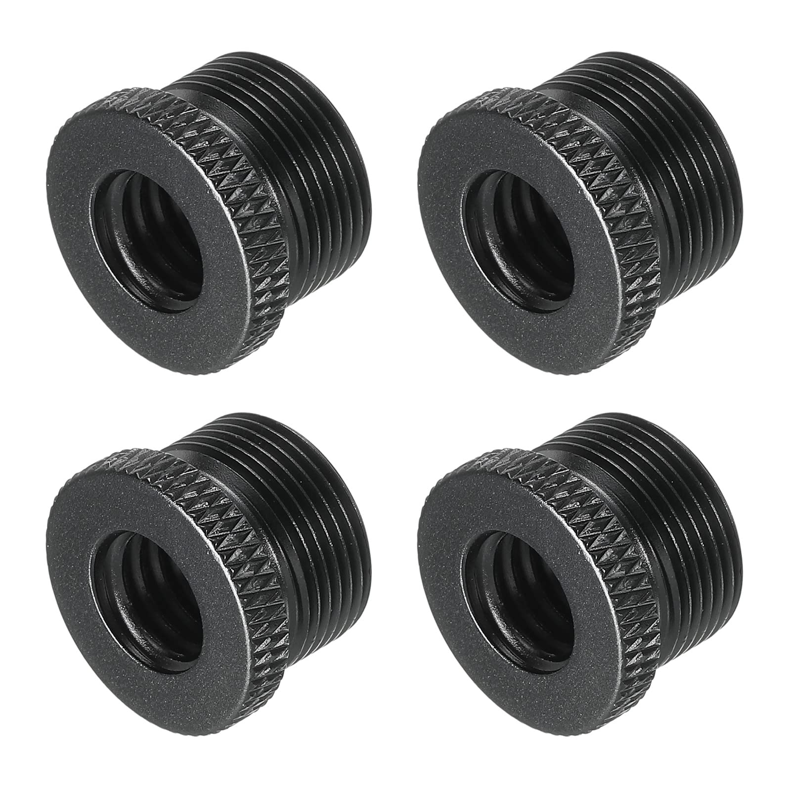 PATIKIL Mic Stand Adapter 3/8 Female x 5/8 Male Aluminum Alloy Thread Screw Adapter for Camera Stand Black 4 Pack