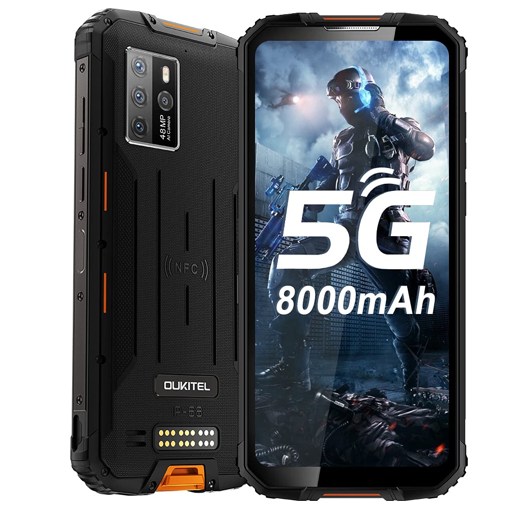 OUKITEL WP10 5G Rugged Smartphone Unlocked, 8000Mah Battery 18W Fast Charging, 6.67