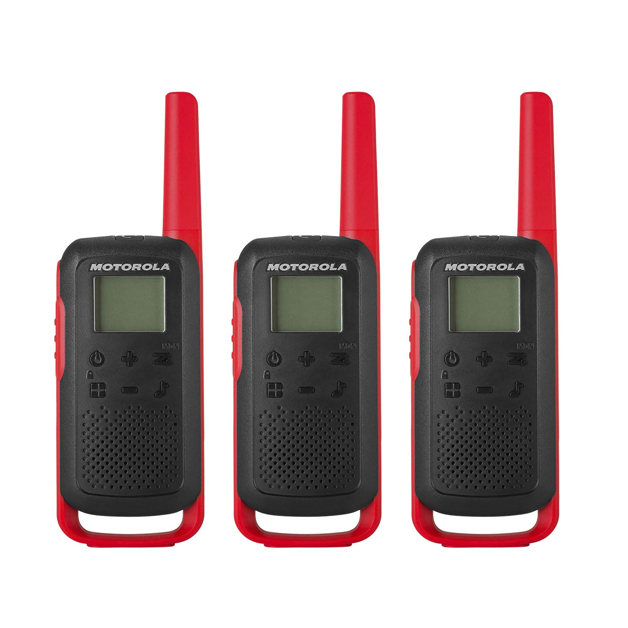 Photo 1 of ***UNKNOWN MISSING PIECES/DAMAGES*** Motorola Solutions, Portable FRS, T210TP, Talkabout, Two-Way Radios, Rechargeable, 22 Channel, 20 Mile, Black W/Red, 3 Pack