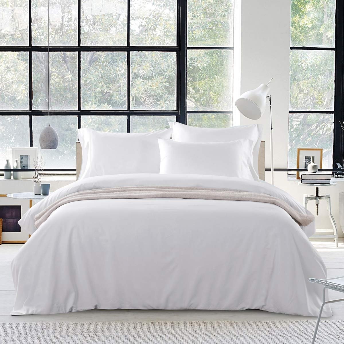 Egyptian Cotton Quilt Cover Set 1200TC Queen White
