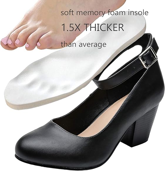 wide fit black closed toe heels