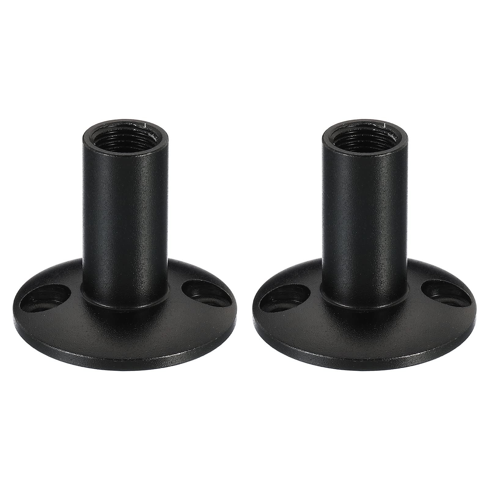 PATIKIL Microphone Flange Mount, 2 Pack M10 Fine Thread Female Thread Nut Screw Round Base for Microphone Gooseneck Hose Adapter, Black