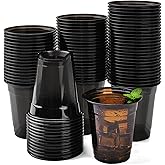 Yicentdp 50 Pack Black Clear Plastic Cups 12 oz Disposable Drinking Cups for Wedding Black Birthday Party Supplies