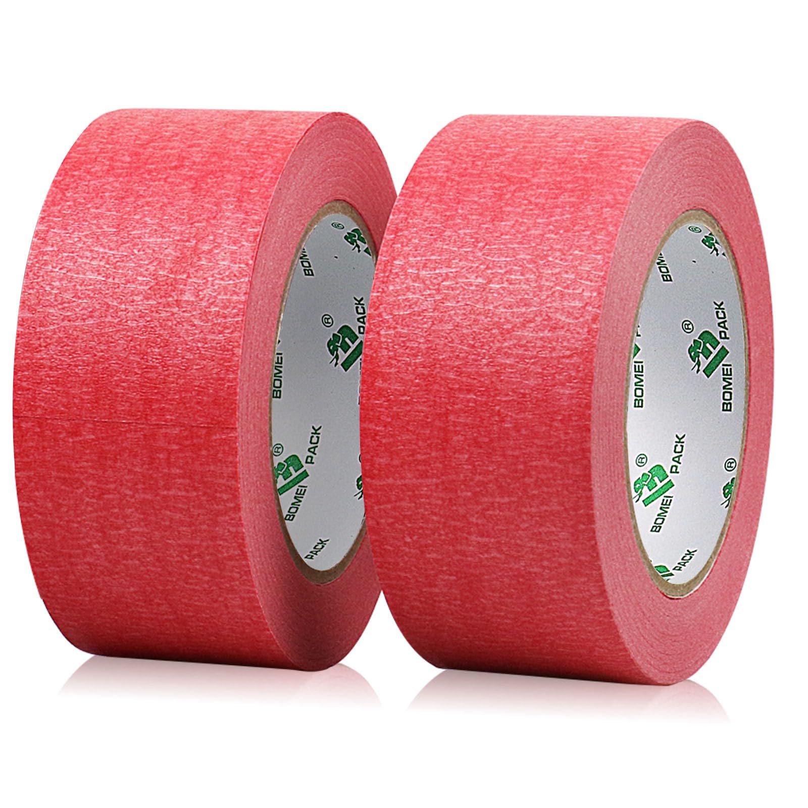 BOMEI PACK Painters Red Masking Tape 2 Rolls 48mm x 50m for Artist Creative Decoration DIY Crafts Masking paper tape,Painting Frame lines shaping Masking