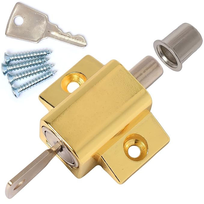Brass Patio Door Lock & 2 Keys Extra Security Amazon.co.uk DIY & Tools