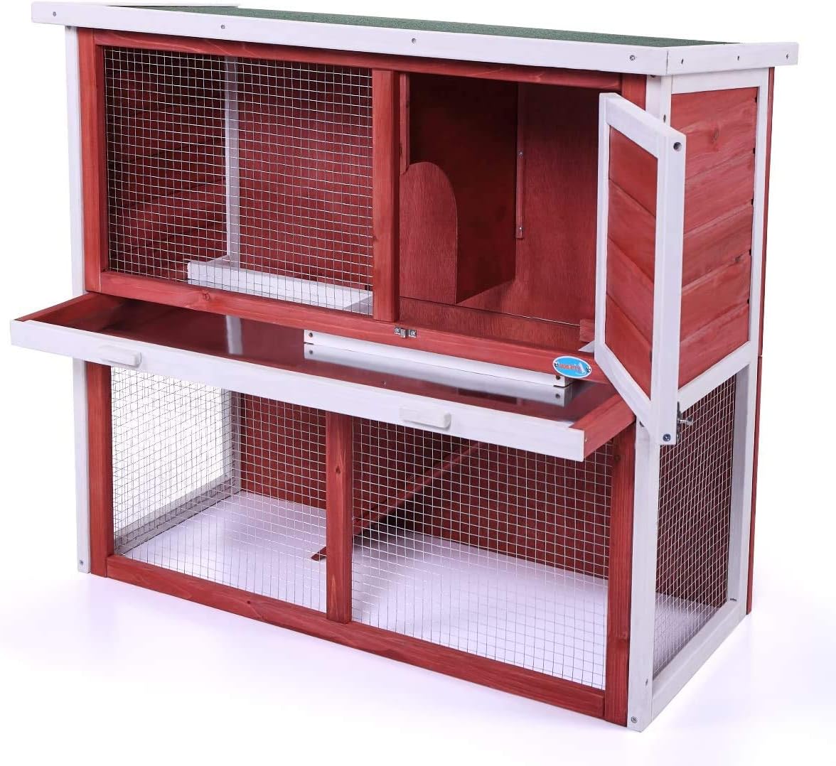 Large Rabbit Hutch Indoor Outdoor for Multiple Rabbits Wooden Bunny Run