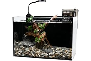 WURJHSONG Nano Nature Aquarium Kit,2.8 Gallon Small Aquarium Set Glass Fish Tank with Waterfall Filter and Light for Beginners and Children to Keep Betta Fish, Goldfish, Shrimp, and Aquatic Plants