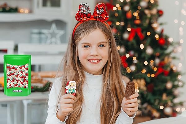 CHRISTMAS MILK CHOCOLATE MINI CRISP KRINGLES PARTY BAG FILLERS, INDIVIDUALLY WRAPPED FOILS, KOSHER CERTIFIED (HALF-POUND)