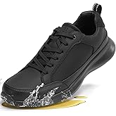 SPIEZ Mens Non Slip Shoes, Waterproof Oil Resistant Food Service Shoes, Lightweight Breathable Work Walking Sneakers Black US7.5-12