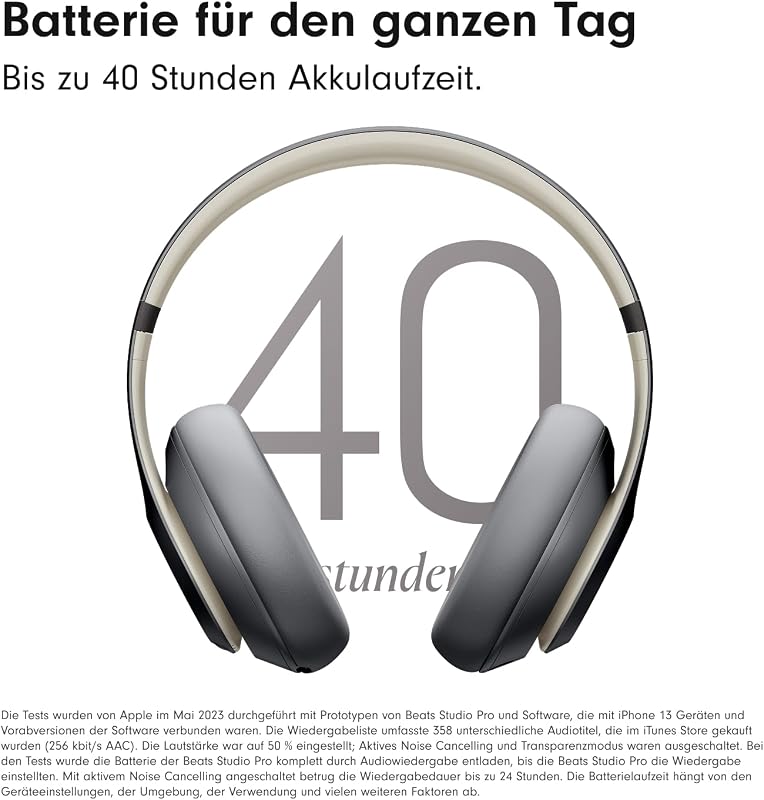 Studio Pro – Komplett Kabellose Bluetooth Noise Cancelling Kopfhörer – Personalisiertes 3D Audio, Apple & Android Kompatibilität – Sandgrau